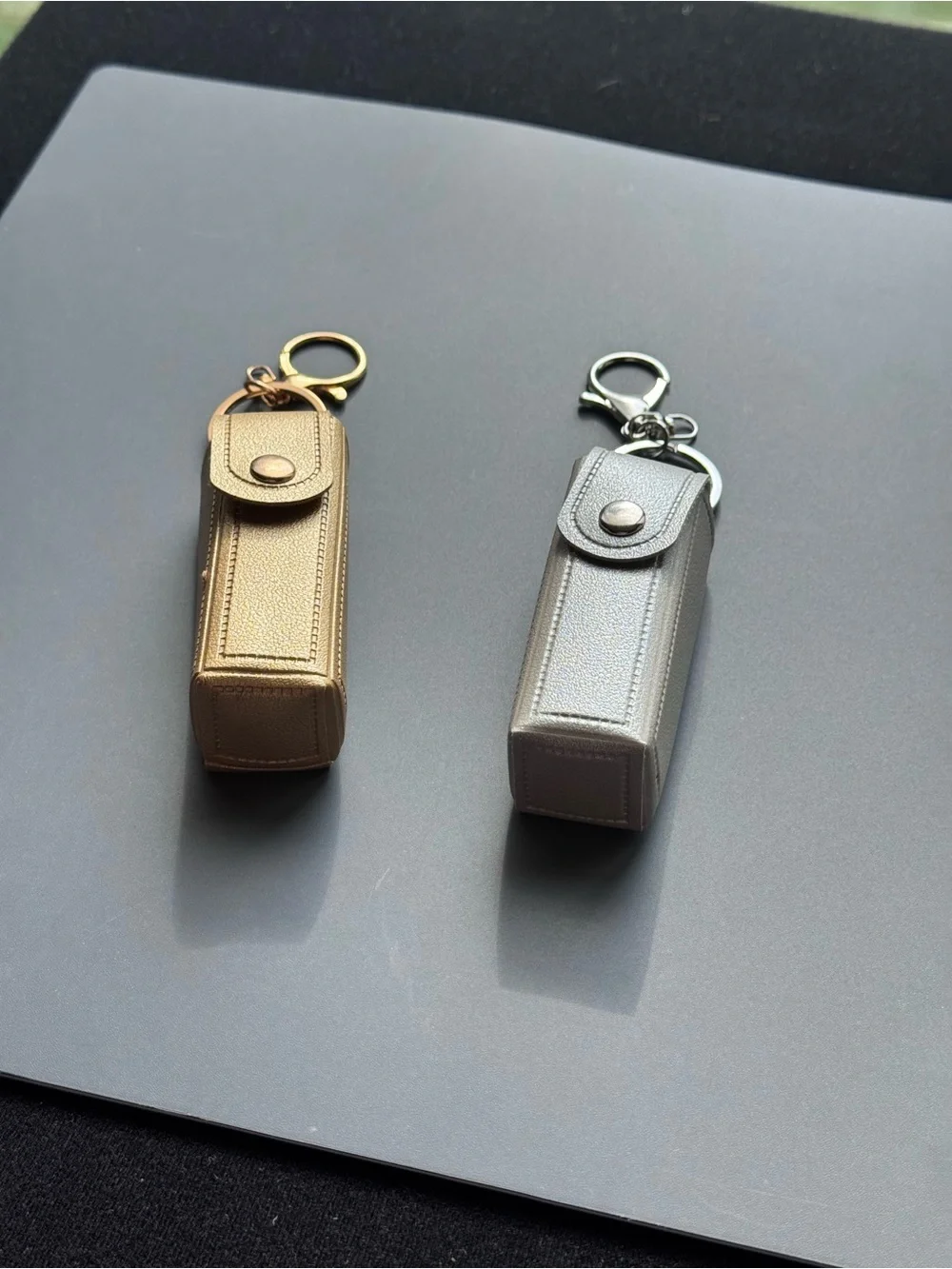 Metallic Gold Leatherette Keychain Holster with Snap Closure